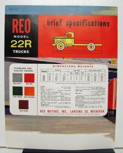 1954 REO Truck Model 22R Sales Brochure With Brief Specification