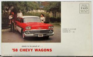 1958 Chevrolet Station Wagons Color Sales Folder Mailer Original