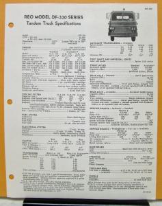 1961 REO Truck Model DF 330 Specification Sheet