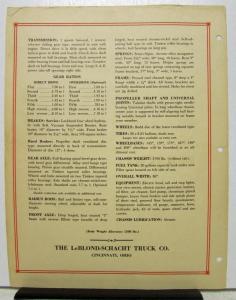 1937 Schacht Truck Series Model 25 A Specification Sheet