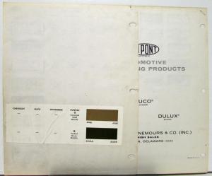 1967 Chevrolet DuPont Paint Chips Colors Product Sheets