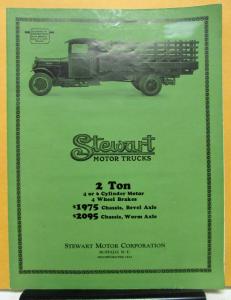 1929 Stewart Truck Model 25 25X 25W 25XW Sales Folder With Specifications Price