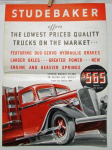 1935 Studebaker Truck Model T & W Sales Folder With Specifications Price