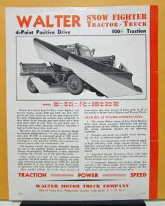 1946 Walter Snow Fighter Model FGB FGR Sales Brochure & Specification Sheet