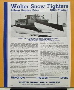 1955 Walter Truck Snow Fighter Model ASB Sales Brochure & Specification Sheet