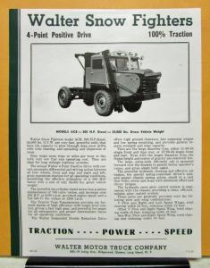 1956 Walter Truck Snow Fighter Model ACB Sales Brochure & Specification Sheet