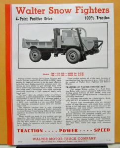 1956 Walter Truck Snow Fighter Model FGB FGR Sales Brochure Specification Sheet