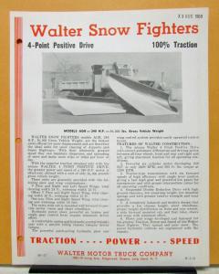 1960 1961 Walter Truck Snow Fighter Model AGB Sales Brochure & Specifications