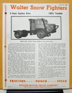 1960 1961 Walter Truck Snow Fighter Model ACR Sales Brochure & Specifications