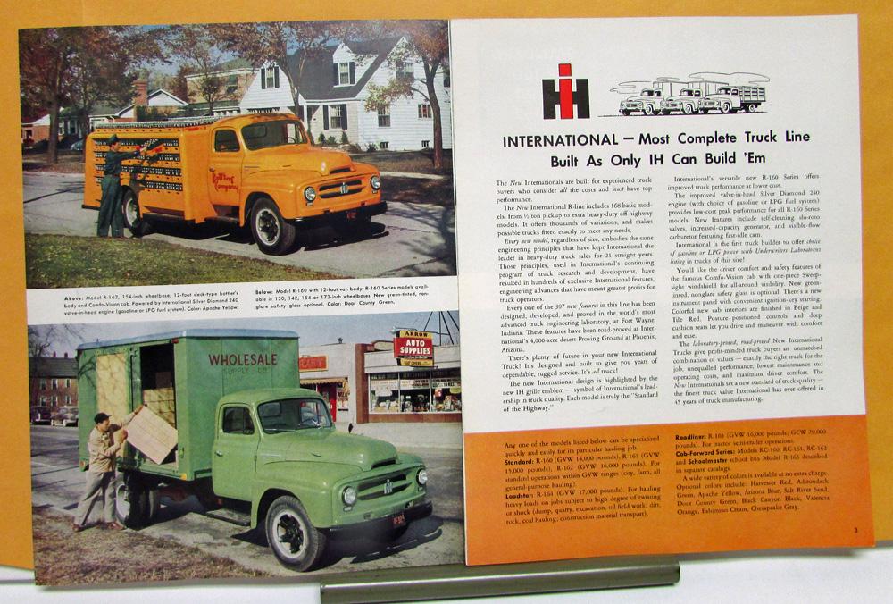 1953 International Ihc Truck Models R 160 161 162 164 165 Brochure Specs