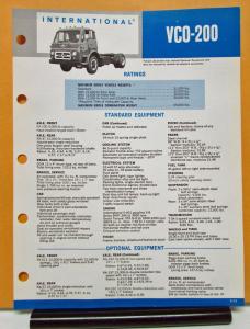 1969 1970 International Harvester Truck Model VCO 200 Specification Sheet