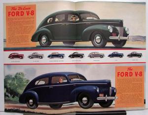 1940 Ford Cars V8 Sedan Coupe Deluxe Club Business Fordor Sales Folder Large