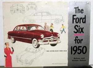 1950 Ford Six Deluxe & Custom Deluxe Sedan Coupe Sales Brochure Original