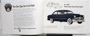 1950 Ford Six Deluxe & Custom Deluxe Sedan Coupe Sales Brochure Original