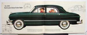 1950 Ford Six Deluxe & Custom Deluxe Sedan Coupe Sales Brochure Original