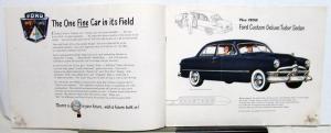 1950 Ford Six Deluxe & Custom Deluxe Sedan Coupe Sales Brochure Original