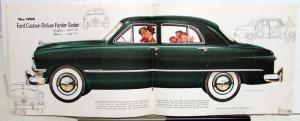 1950 Ford Six Deluxe & Custom Deluxe Sedan Coupe Sales Brochure Original