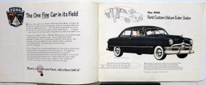 1950 Ford V8 Deluxe & Custom Deluxe Coupe Car Wagon Sedan Sales Brochure Orig