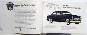 1950 Ford V8 Deluxe & Custom Deluxe Coupe Car Wagon Sedan Sales Brochure Orig