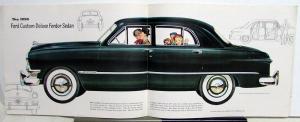 1950 Ford V8 Deluxe & Custom Deluxe Coupe Car Wagon Sedan Sales Brochure Orig