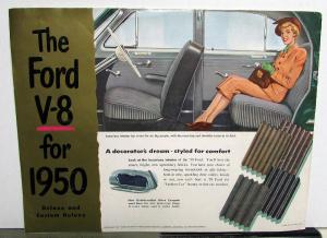 1950 Ford V8 Deluxe & Custom Deluxe Coupe Car Wagon Sedan Sales Brochure Orig