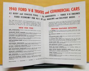 1940 Ford Truck Model V8 & Commercial Cars Sales Brochure