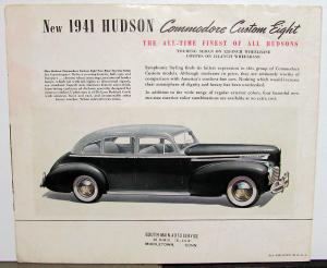 1941 Hudson 6 Super 6 Commodore 6 Commodore 8 Commodore Custom 8 Dealer Folder