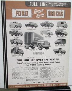 1950 Ford Truck Model F 1 2 3 4 5 6 7 8 Sales Brochure & Specifications