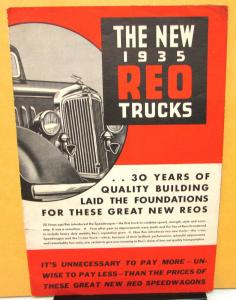 1935 REO Truck Dealer Sales Brochure 1/2 & 1.5 Ton Speedwagon Large Folder Rare