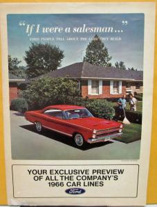 1966 Ford Mercury Lincoln Employee Sales Brochure Comet Mustang Thunderbird