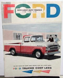 1958 Ford Truck F 100 250 350 Stake Courier Pickup Ranchero Sales Brochure Orig