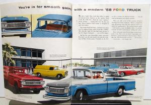 1958 Ford Truck F 100 250 350 Stake Courier Pickup Ranchero Sales Brochure Orig