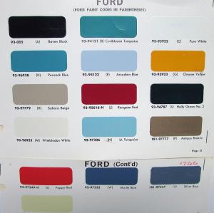 1966 Ford Bronco Econoline Deluxe Club Wagon Truck Paint Chips