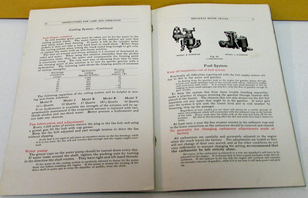 1920-1921 Brockway Motor Trucks Owners Manual Care Operation ...