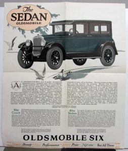 1926 Oldsmobile Six Coach & Sedan Color Sales Folder Specifications Orig