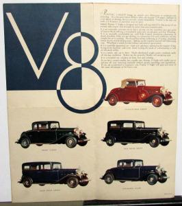 1932 Pontiac Dealer Sales Brochure Folder V8 Sedan Coupe Convertible Color