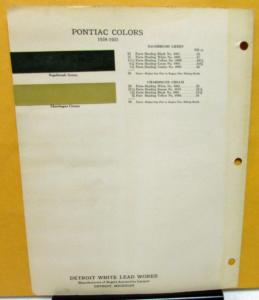 1934-1935 Pontiac Color Paint Chip Leaflet Rogers Automotive Lacquer W/Formula