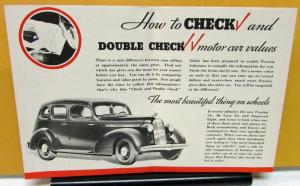 1935 Pontiac Dealer Sales Pocket Brochure Competition Comparison Chart