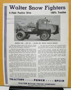 1960 1961 1962 Walter Truck Model AEB Snow Fighter Brochure & Specifications