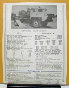 1960 1961 1962 Walter Truck Model AEB Snow Fighter Brochure & Specifications