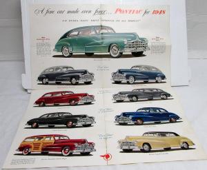 1948 Pontiac Dealer Sales Brochure Folder Large Torpedo Streamliner Woody Rare