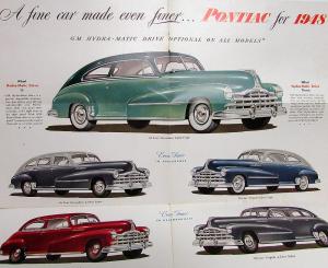 1948 Pontiac Dealer Sales Brochure Folder Large Torpedo Streamliner Woody Rare