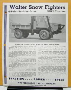 1960 1961 1962 1963 1964 1965 Walter Truck Model FFB Brochure & Specifications