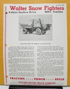 1967 Walter Truck Model FFK Snow Fighter Sales Brochure & Specifications