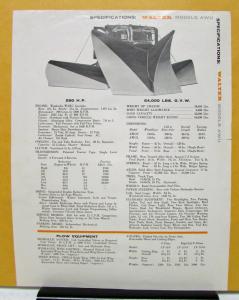 1967 Walter Truck Model AWU Snow Fighter Sales Brochure & Specifications