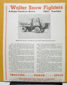 1967 Walter Truck Model CFK Snow Fighter Sales Brochure & Specifications