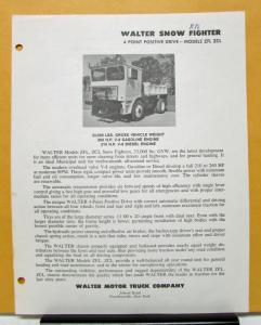 1976 Walter Truck Model ZFL ZCL Snow Fighter Sales Brochure and Specifications