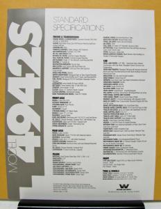 1988 Western Star Truck Model 4942S Sales Brochure and Specifications