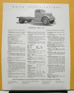 1941 White Truck Model WA 34 Sales Brochure & Specifications