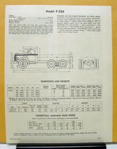 1951 REO Truck Model F 226 Sales Brochure & Specifications